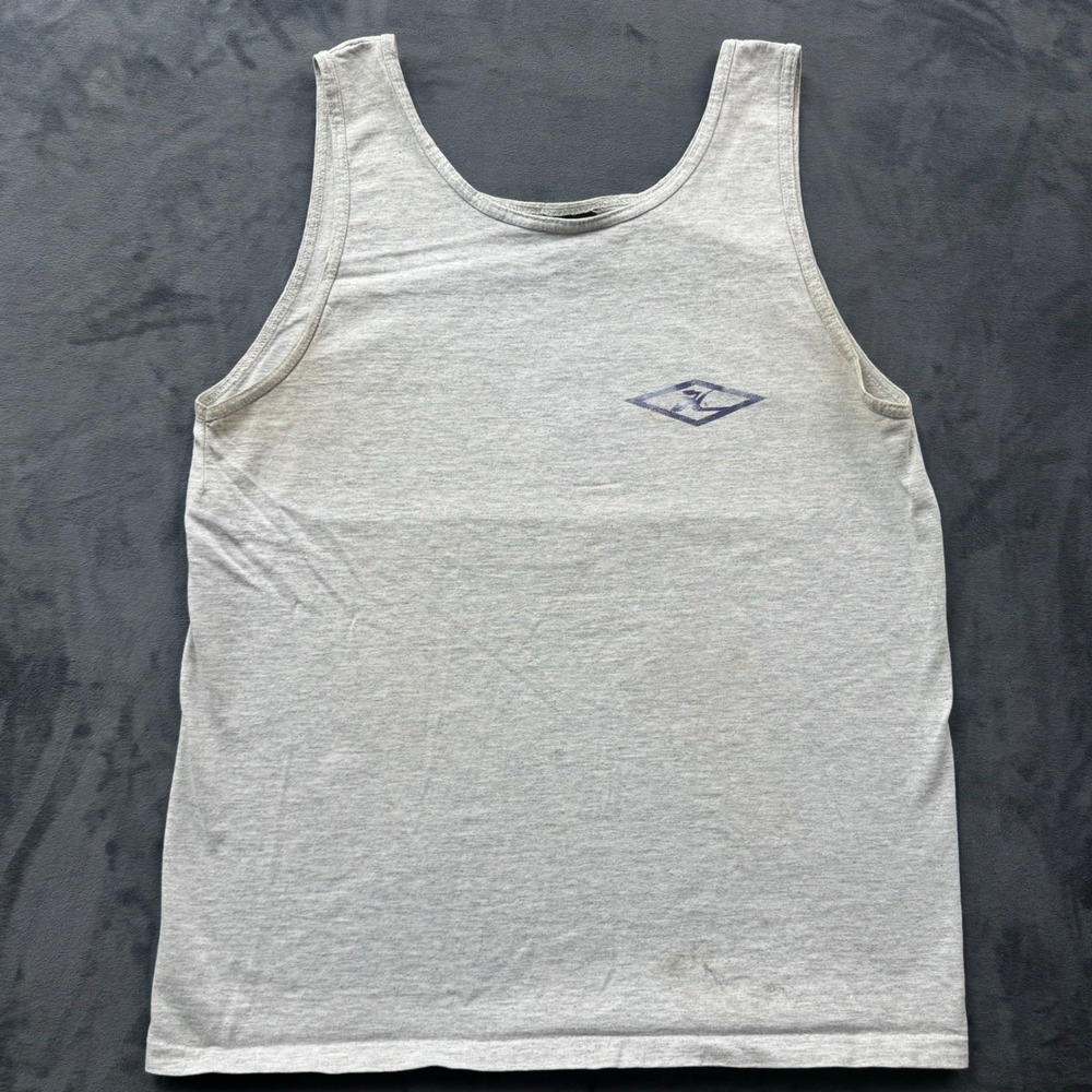 Vintage Hobie Tank Top Mens Medium Gray Neon Tropical Graphic Made in USA